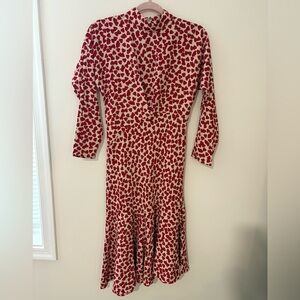 H&M Red Heart Print Midi Dress